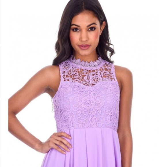 NWT Lilac High Neck Crochet Maxi Dress Vestido - Picture 3 of 9